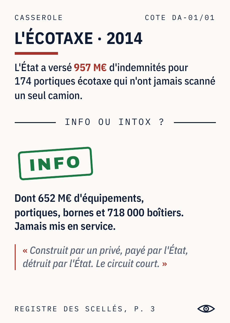 Casserole L'écotaxe 2014, verdict Info